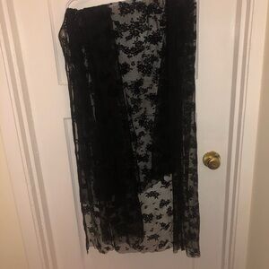Chic Black Floral Lace fabric 72” by 60”probably vintage fabric.